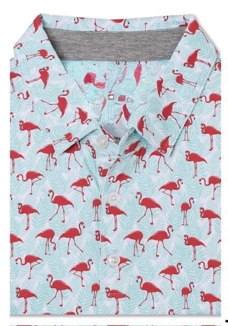 Red Flamingo Palm Polo
